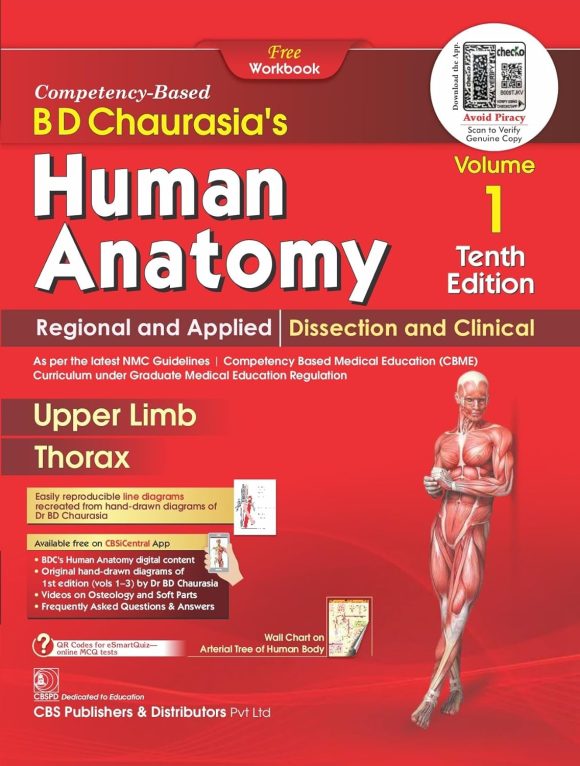 BD Chaurasia’s Human Anatomy, 10/E Vol-1, Regional and Applied Dissection and Clinical Upper Limb, Thorax (PB-2024) – June 17, 2024